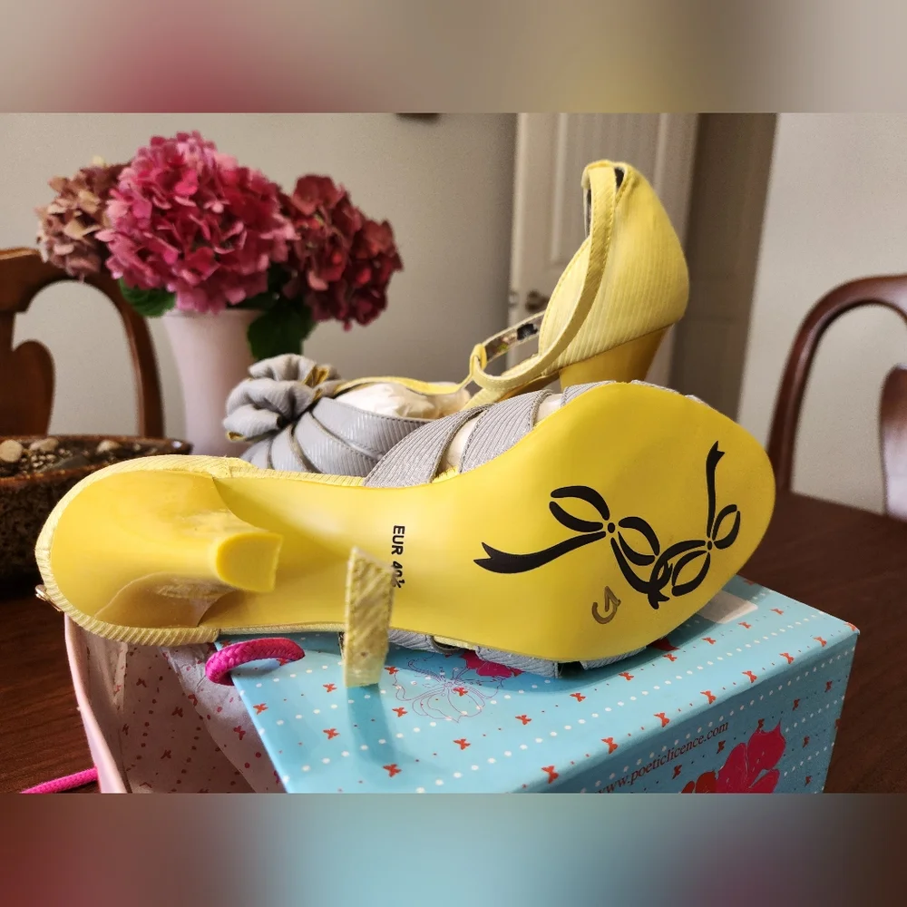 Poetic Licence yellow/grey Shoes NWT Size 40 1/2